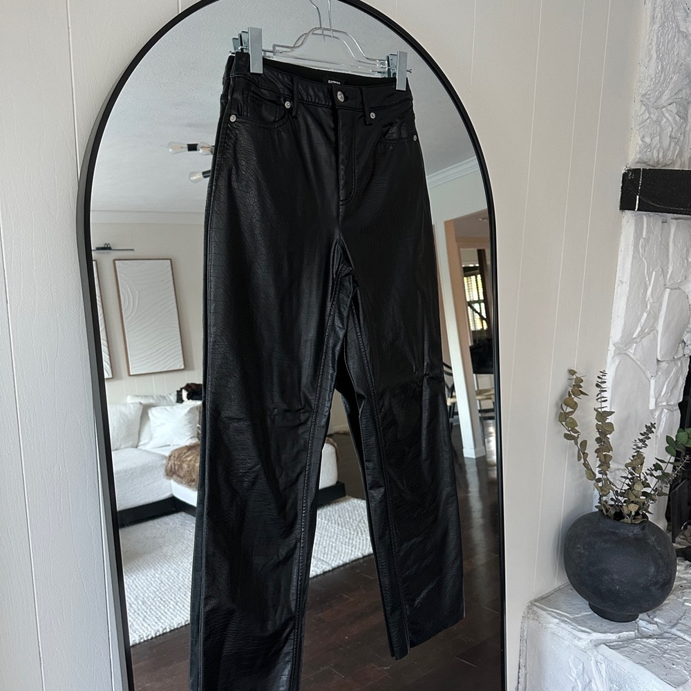 Express Black Croc-Embossed Pants